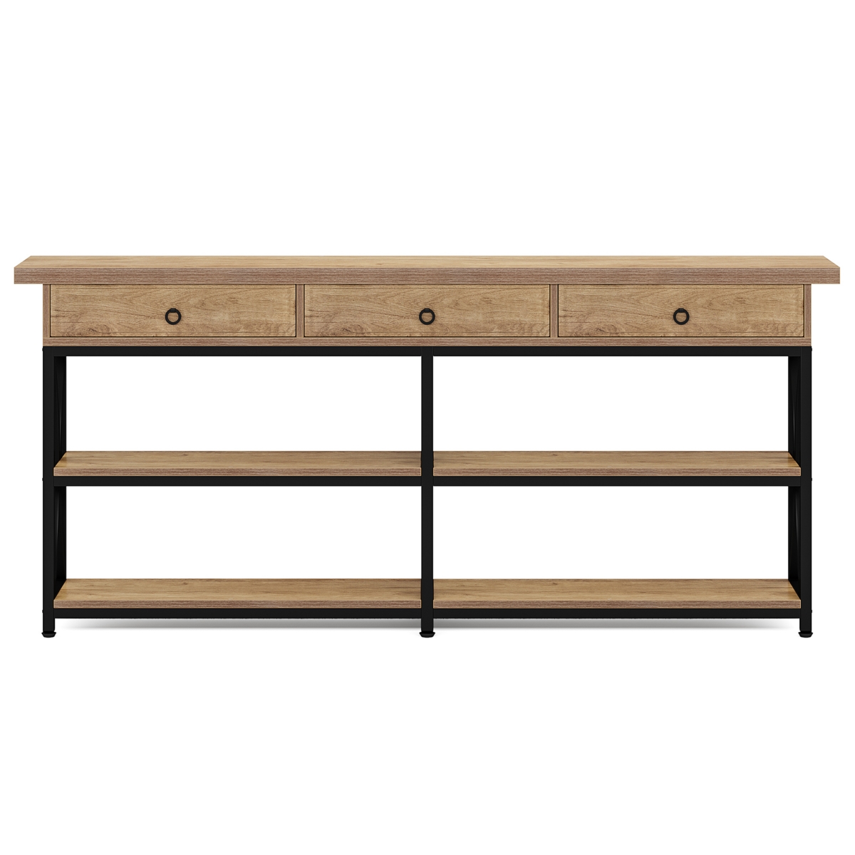Tribesigns 63" Console Table, Farmhouse 2-Tier Entryway Table with U-Shaped Base, Narrow Long Wood Sofa Table Behind Couch Table