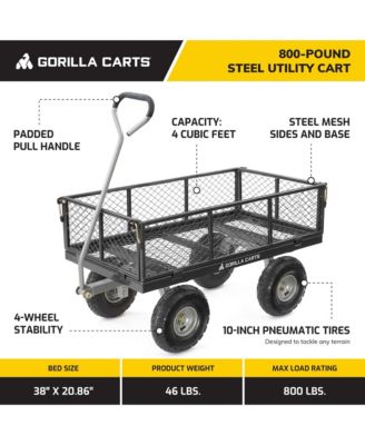 Steel Utility Cart Garden Beach Wagon, 800 Pound Capacity, Gray