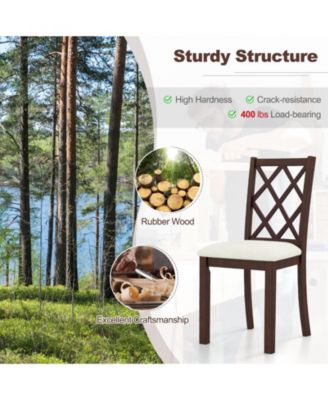 Dining Chair Set of 2 Wood Kitchen Chairs with Upholstered Seat Cushion and Rubber Wood Legs