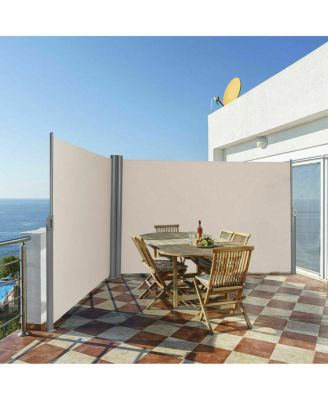 237 x 71 Inch Patio Retractable Double Folding Side Awning Screen Divider