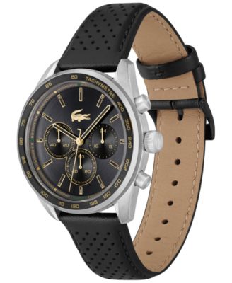 Men's Boston Black Leather Strap Watch 42mm