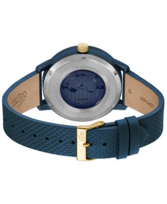 Men's L.12.12 Automatique Blue Leather Strap Watch 44mm