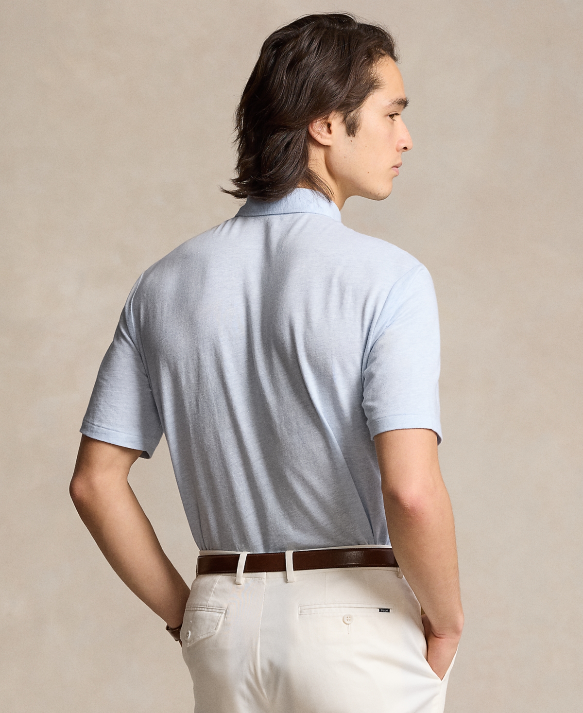Polo Ralph Lauren Men's Classic-Fit Cotton-Linen Mesh Polo Shirt -white