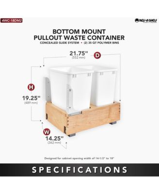 Double 35 qt. Maple Bottom Mount Pullout Waste Container,4WC-18DM2