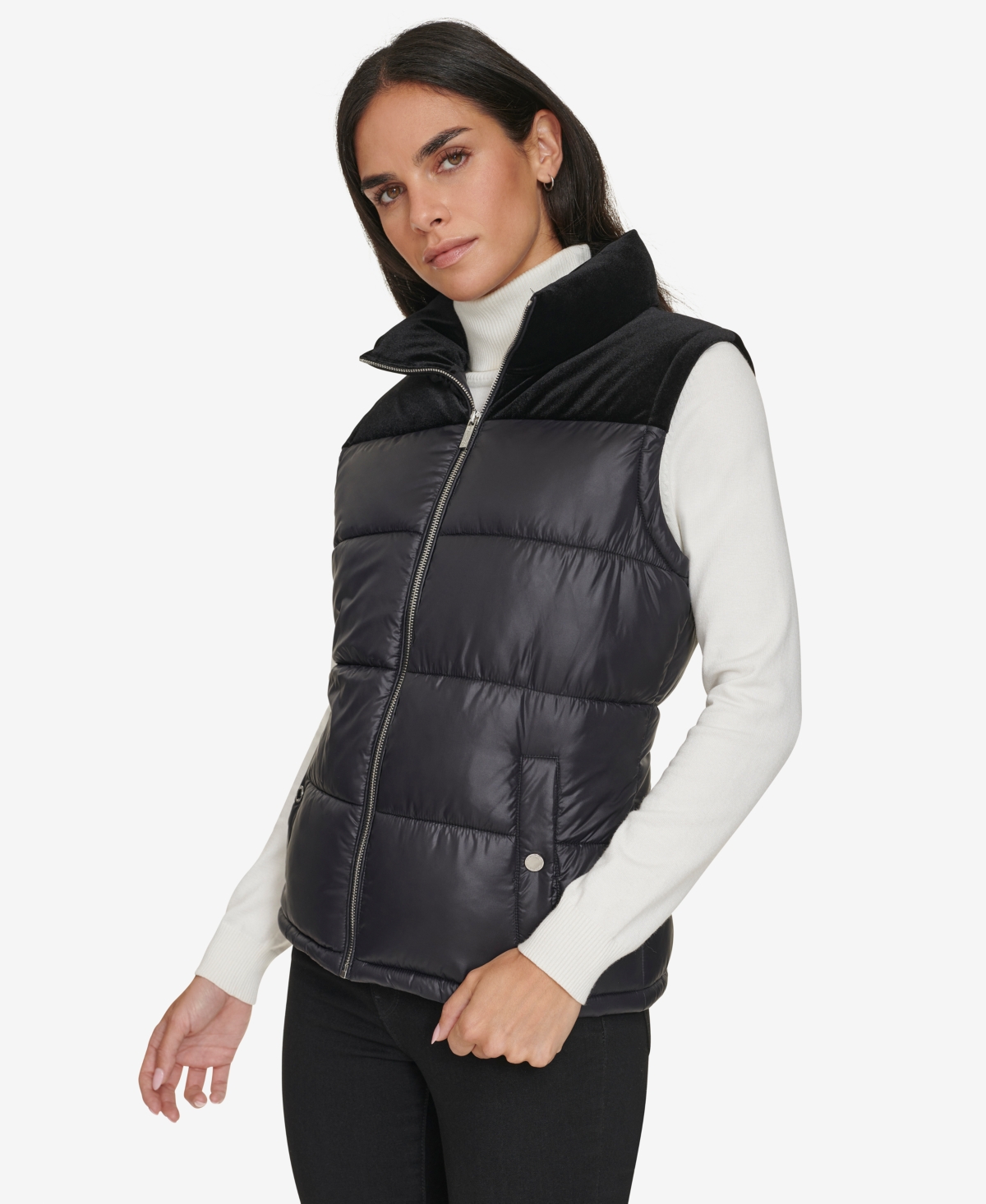 Calvin Klein Women's Velvet Trim Puffer Vest