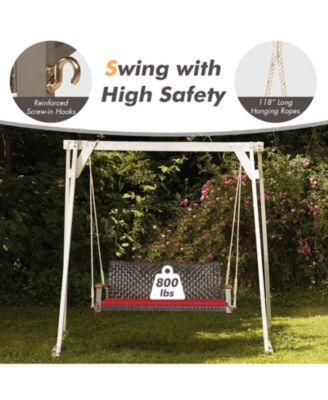 2-Person Rattan Hanging Porch Swing Chair