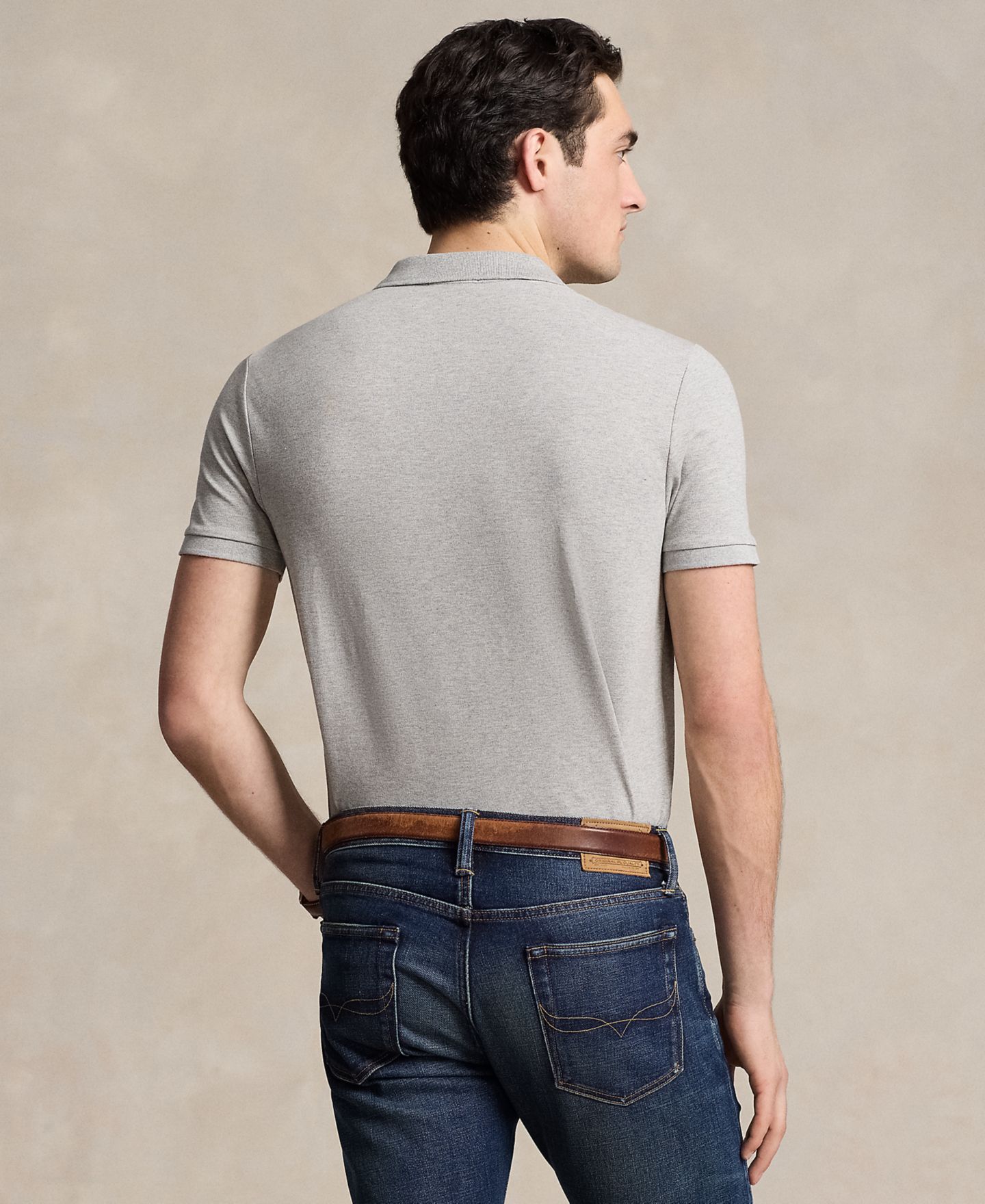 Мужское поло Polo Ralph Lauren Classic-Fit Stretch Mesh Polo Shirt, цвет: Меланжевый — фото 4