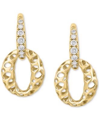 EFFY&reg; Diamond Openwork Dangle Hoop Drop Earrings (3/8 ct. t.w.) in 14k Gold