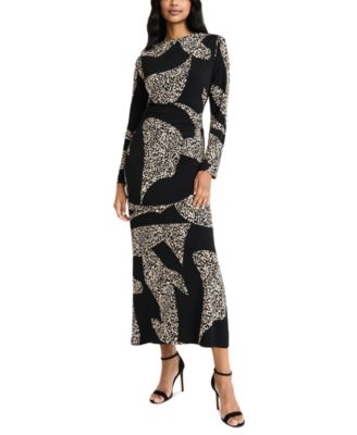 Donna Morgan - Women's Printed Long Sleeve Maxi Dress