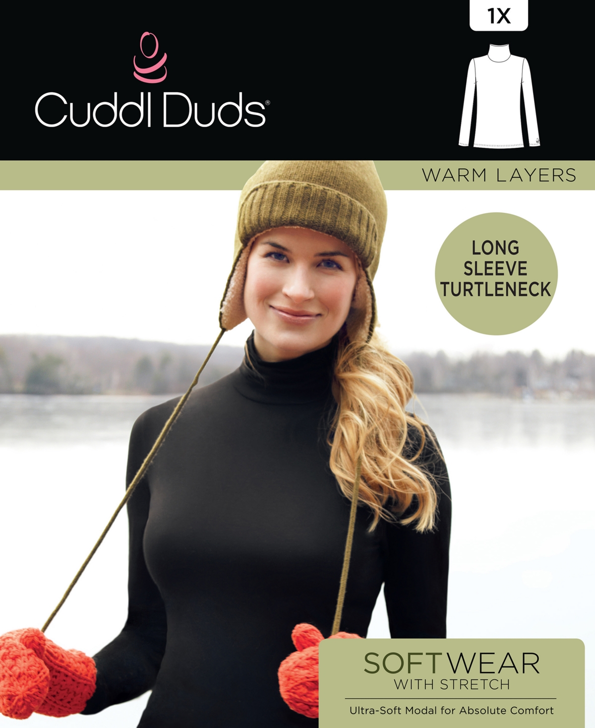 CUDDL DUDS SOFTWEAR LONG-SLEEVE TURTLENECK TOP 
