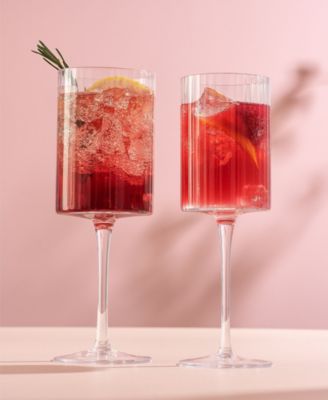 Elle Fluted Cylinder White Wine Glasses, Set of 2