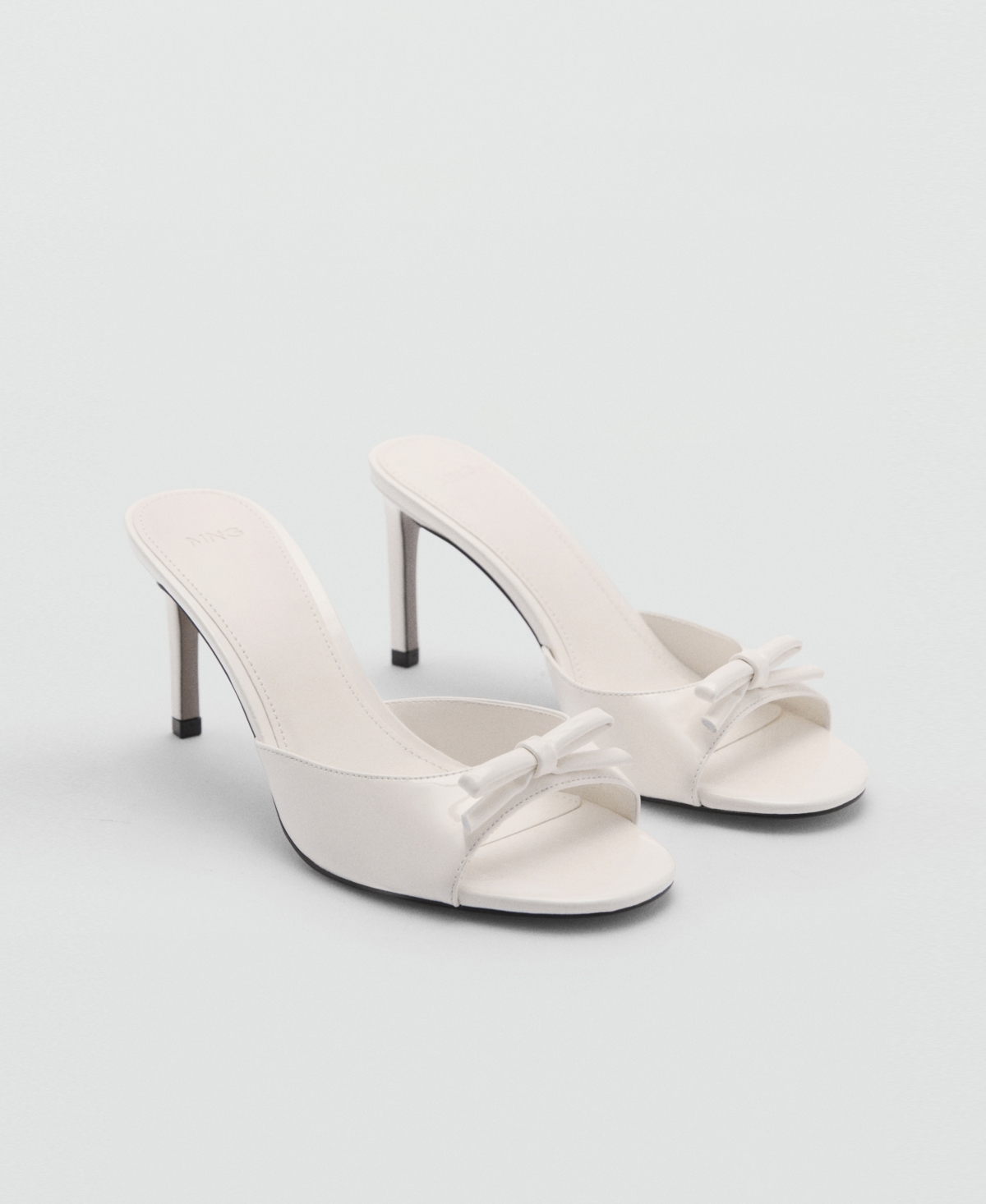 Mango Bow Heel Sandals White In White