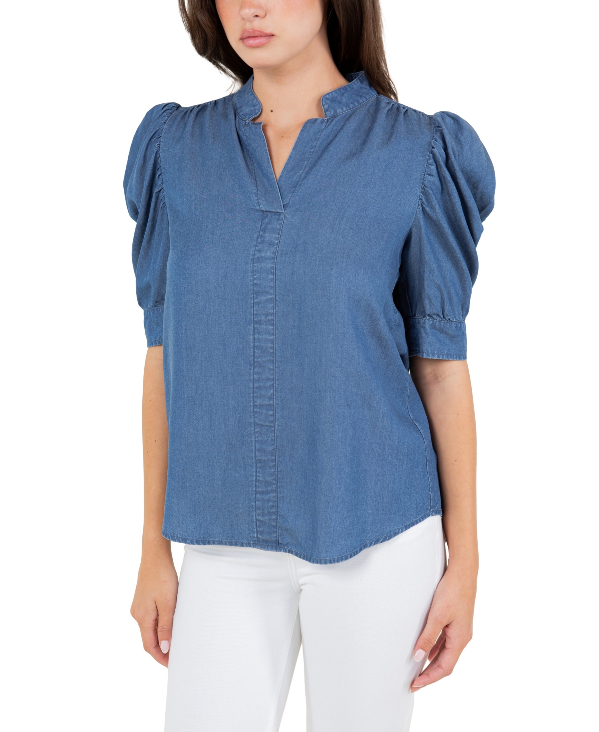 Shop Fever Women's Ruched Sleeve Top In Dark