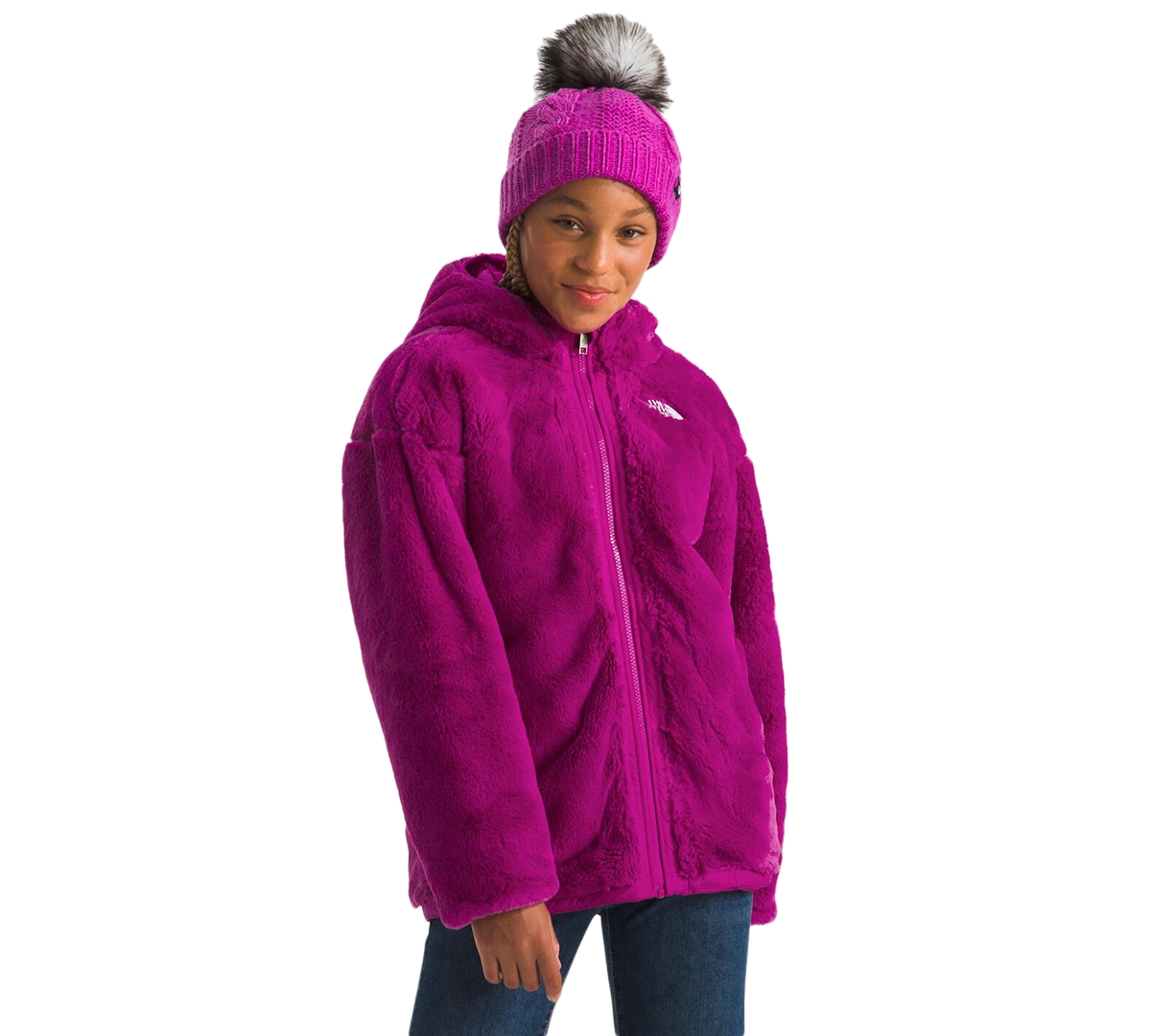 The North Face Big Girls Shasta Reversible Full-zip Hooded Short Parka In Deep Mulberry
