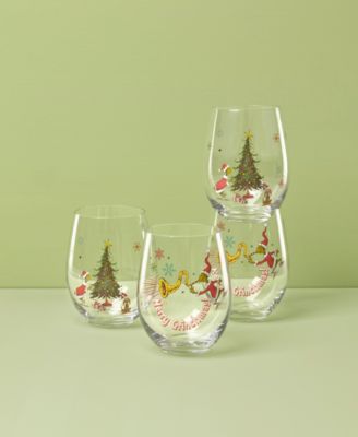 Grinchmas Stemless Wine Glasses, Set of 4
