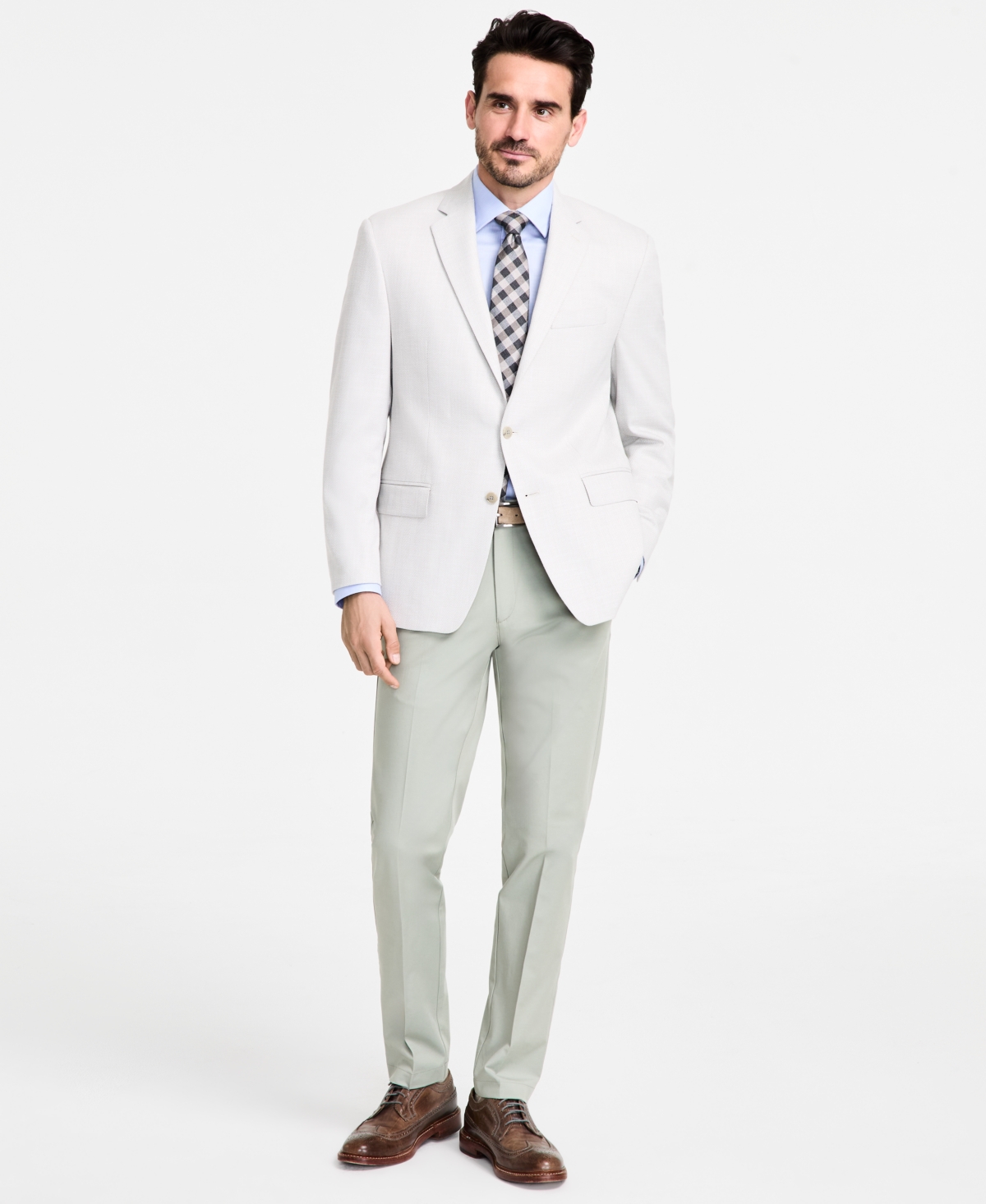 Michael Kors Men's Classic-Fit Herringbone Sport Coat - Silver Grey