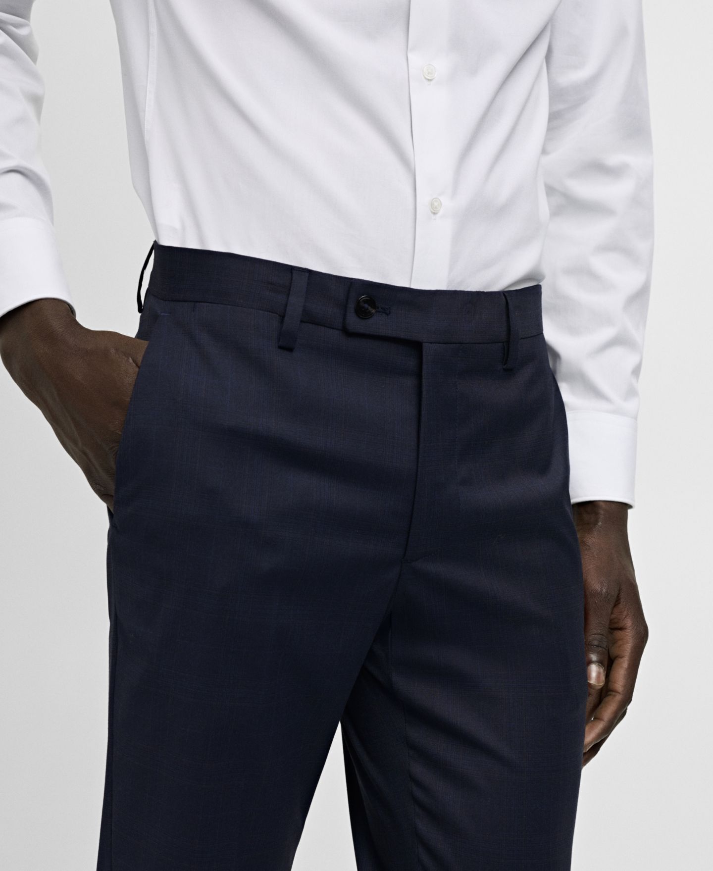 Мужские брюки MANGO Stretch Fabric Suit, цвет: Тёмный тёмно-синий — фото 3