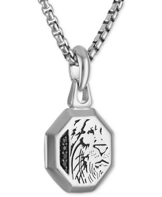 Marc Anthony Men's Black Diamond Lion Head Silhouette Pendant Necklace in Sterling Silver-Plate, 24" + 2" extender, BVP1057-WSAA