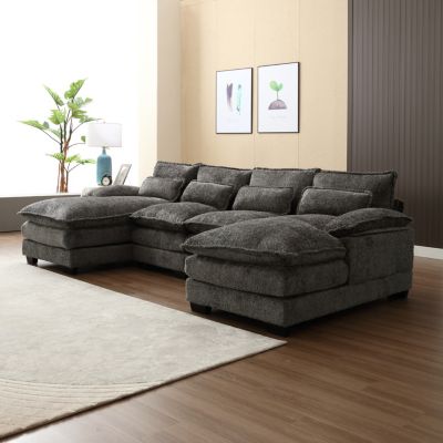 Modern Large chenille Fabric U-Shape Sectional Sofa