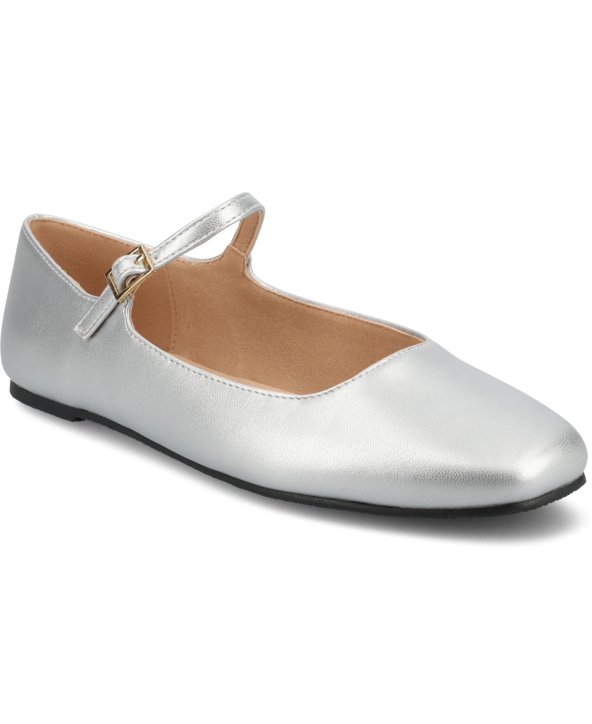 Shop Journee Collection Women's Carrie Square Toe Mary Jane Flats In Silver