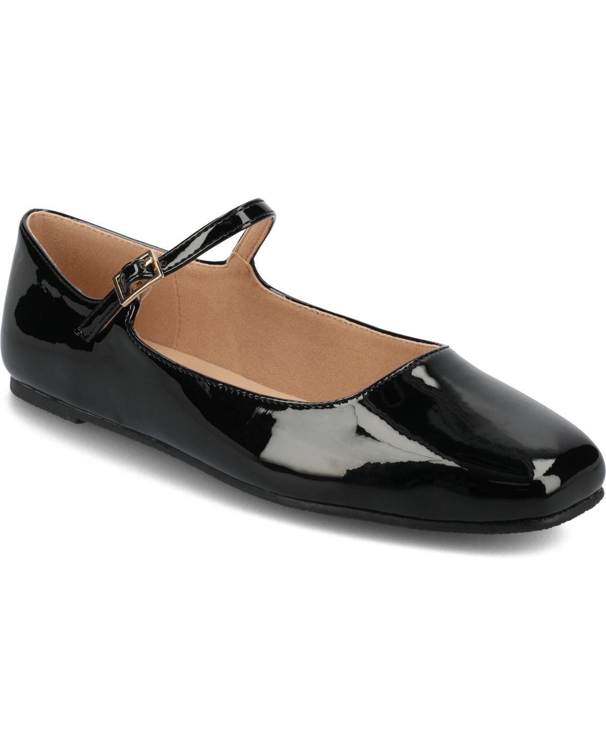 Shop Journee Collection Women's Carrie Square Toe Mary Jane Flats In Black Patent