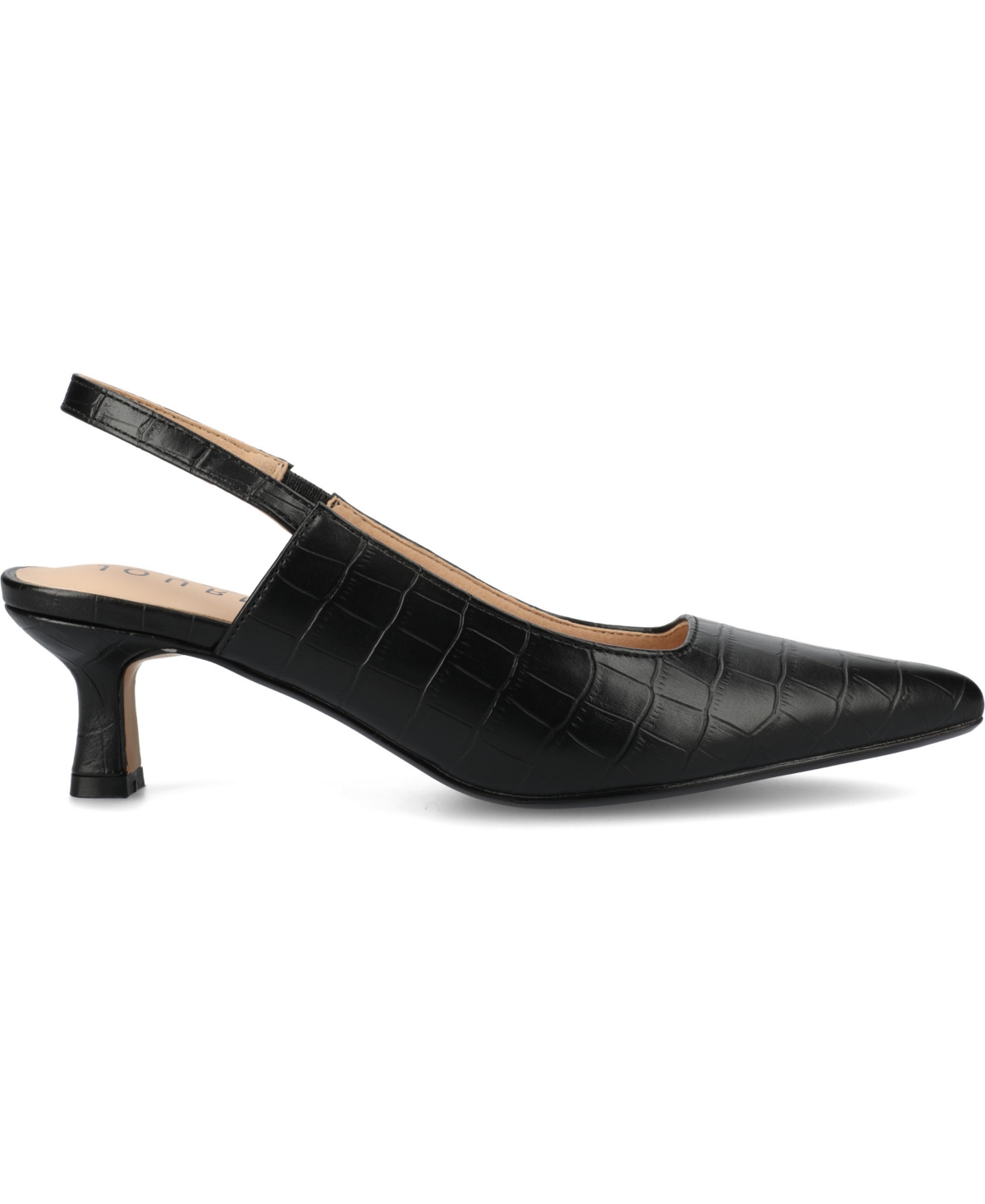 Journee Collection Women's Paulina Pointed Toe Slingback Pumps In Black Croco