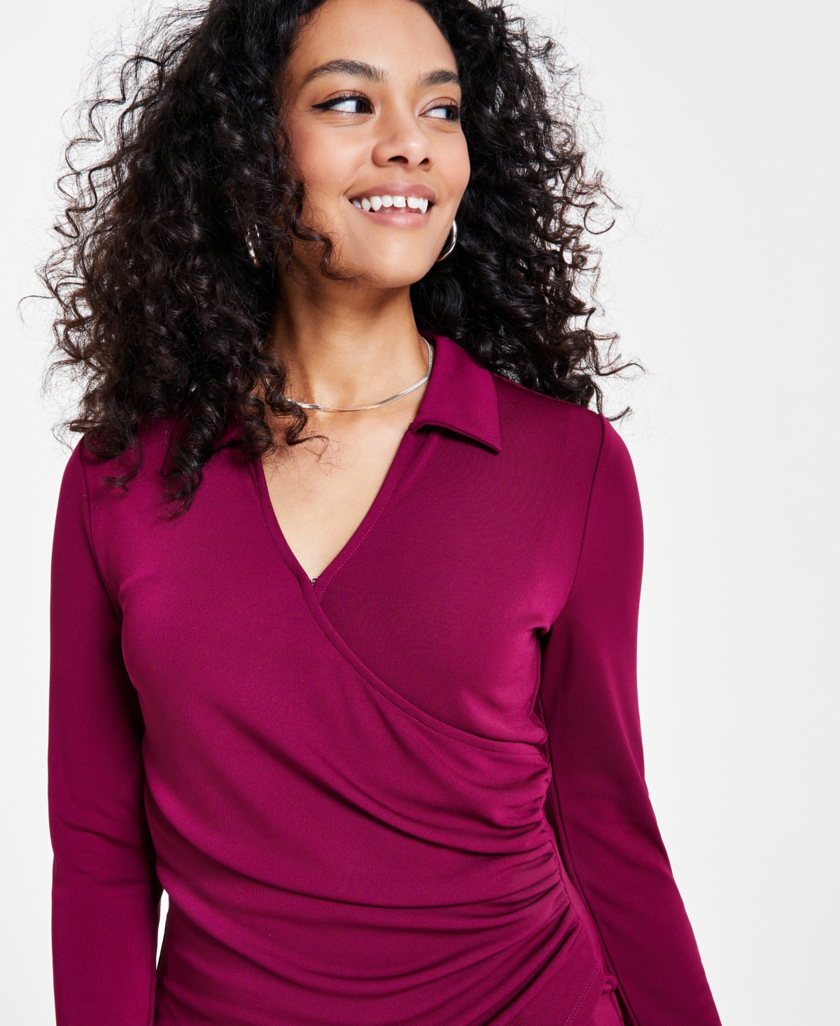 I.n.c. International Concepts Petite Side-Shirred Blouse