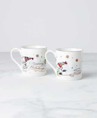 Peanuts Snoopy Skating Mugs, Set of 2, Exclusively at Macy’s