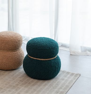 Dark Green Snowman Stool with Plush Cushion