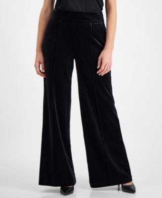 Petite Velvet High-Rise Wide-Leg Pants, Created for Macy's