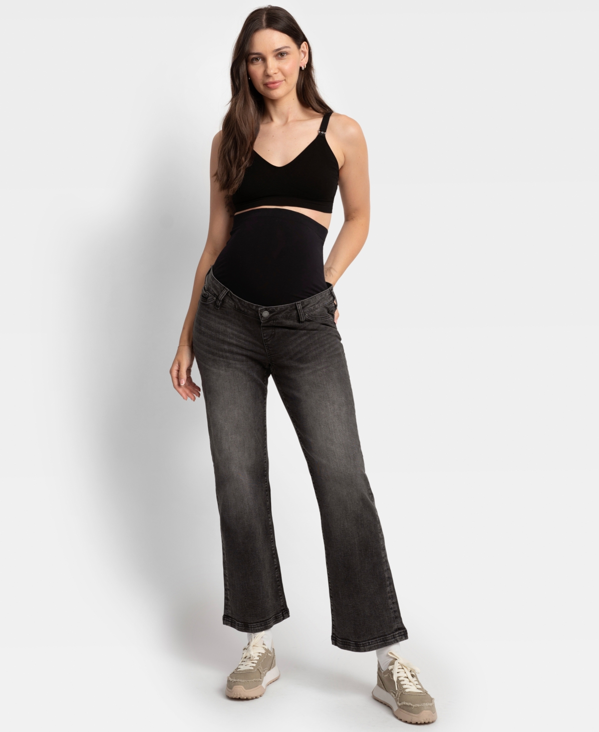 Shop Seraphine Women's Wide Leg Jeans In Gray