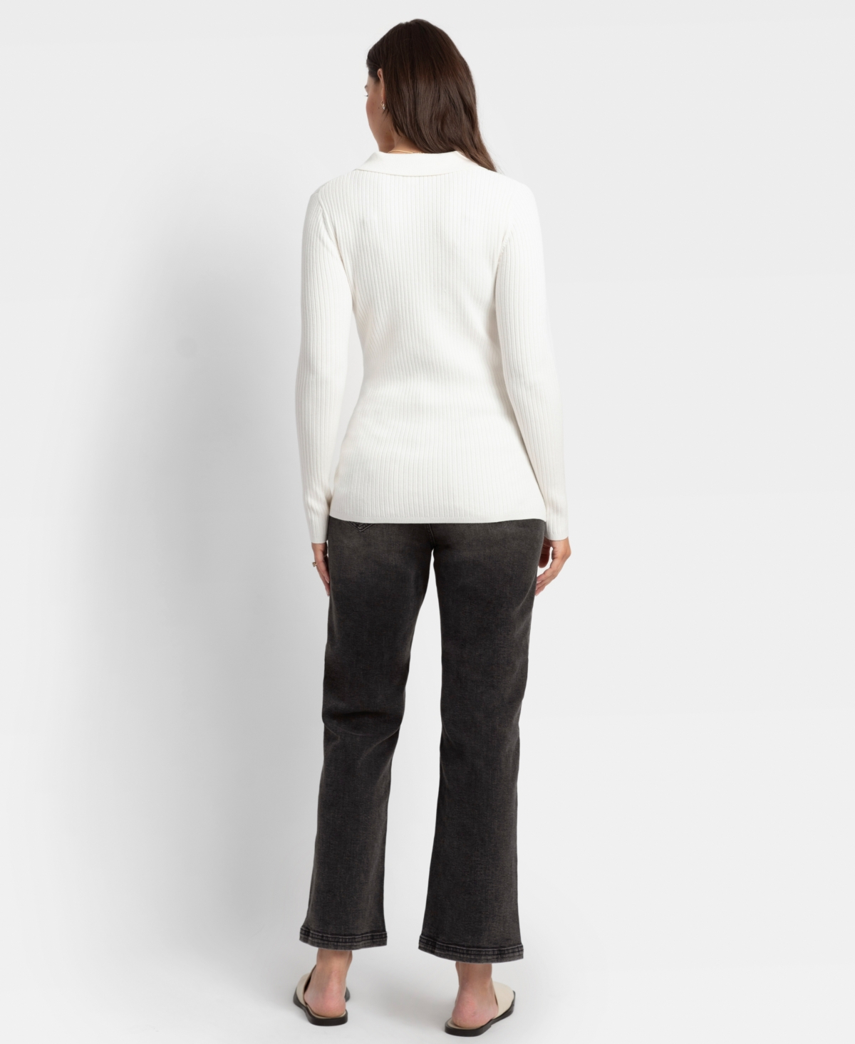 SERAPHINE WOMEN'S RIB KNIT COLLAR DETAIL TOP 