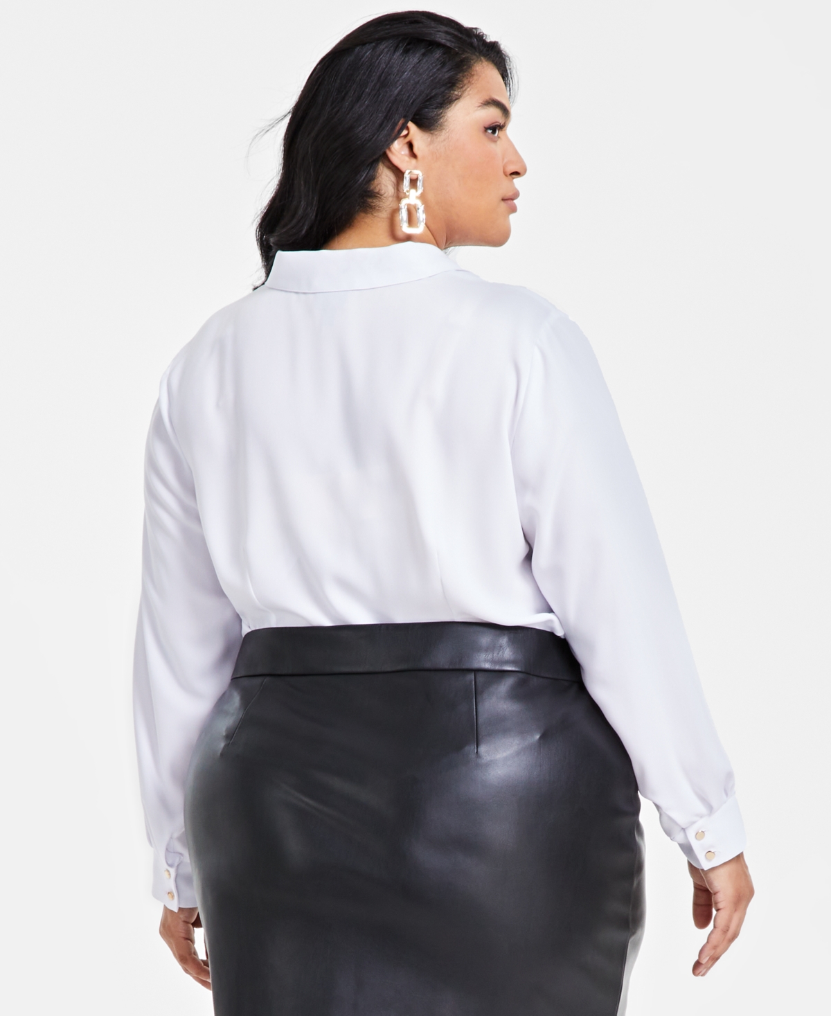 I.n.c. International Concepts Plus Size Collared Button Front Top, Created for Macy's