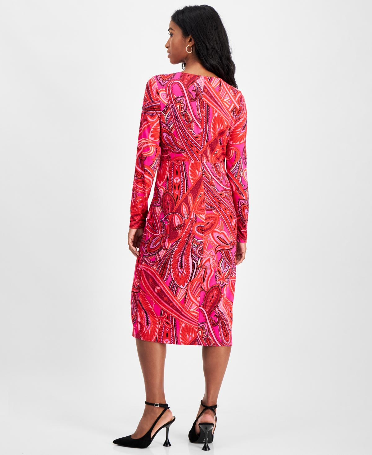 I.n.c. International Concepts Petite Printed Knot-Waist Midi Dress, Created for Macy's