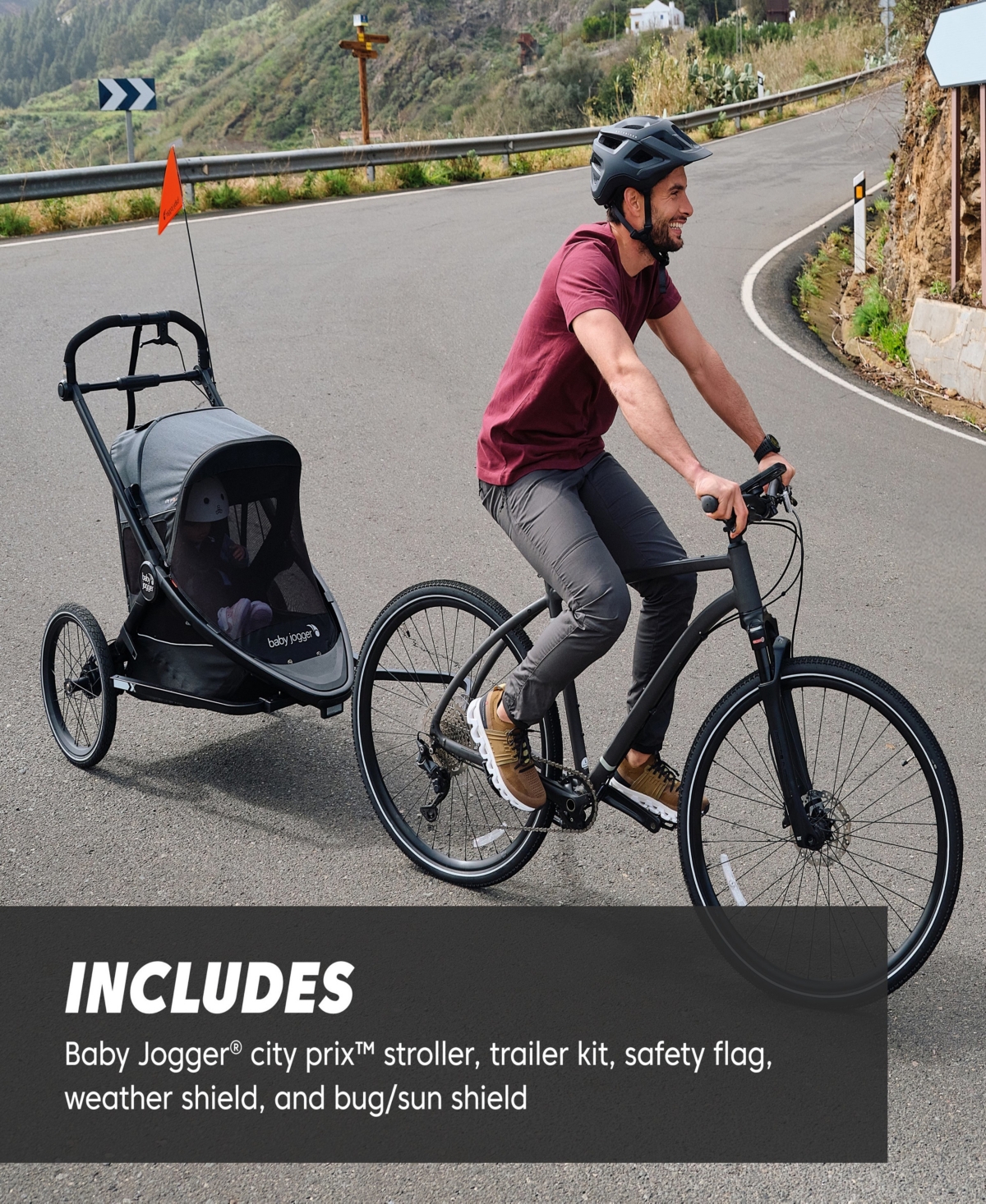 Baby Jogger City Prix Jogger Bike Trailer With Trailer Kit In Ambition Black