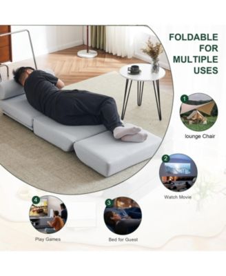 Foldable Sofa Bed with Pillow, Portable, Breathable Linen