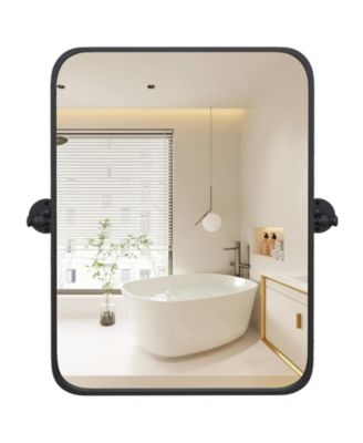 30 x 22 Inch Black Metal Framed Pivot Rectangle Wall-Mounted Mirror