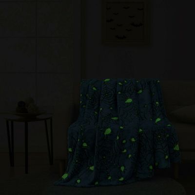 Halloween Spooky Glow In The Dark Spider Webs Ultra Soft & Plush Oversized Throw Blanket