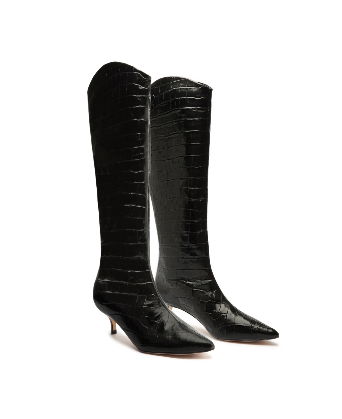 Shop Schutz Women's Maryana Low Stiletto Knee High Heel Boots In Black