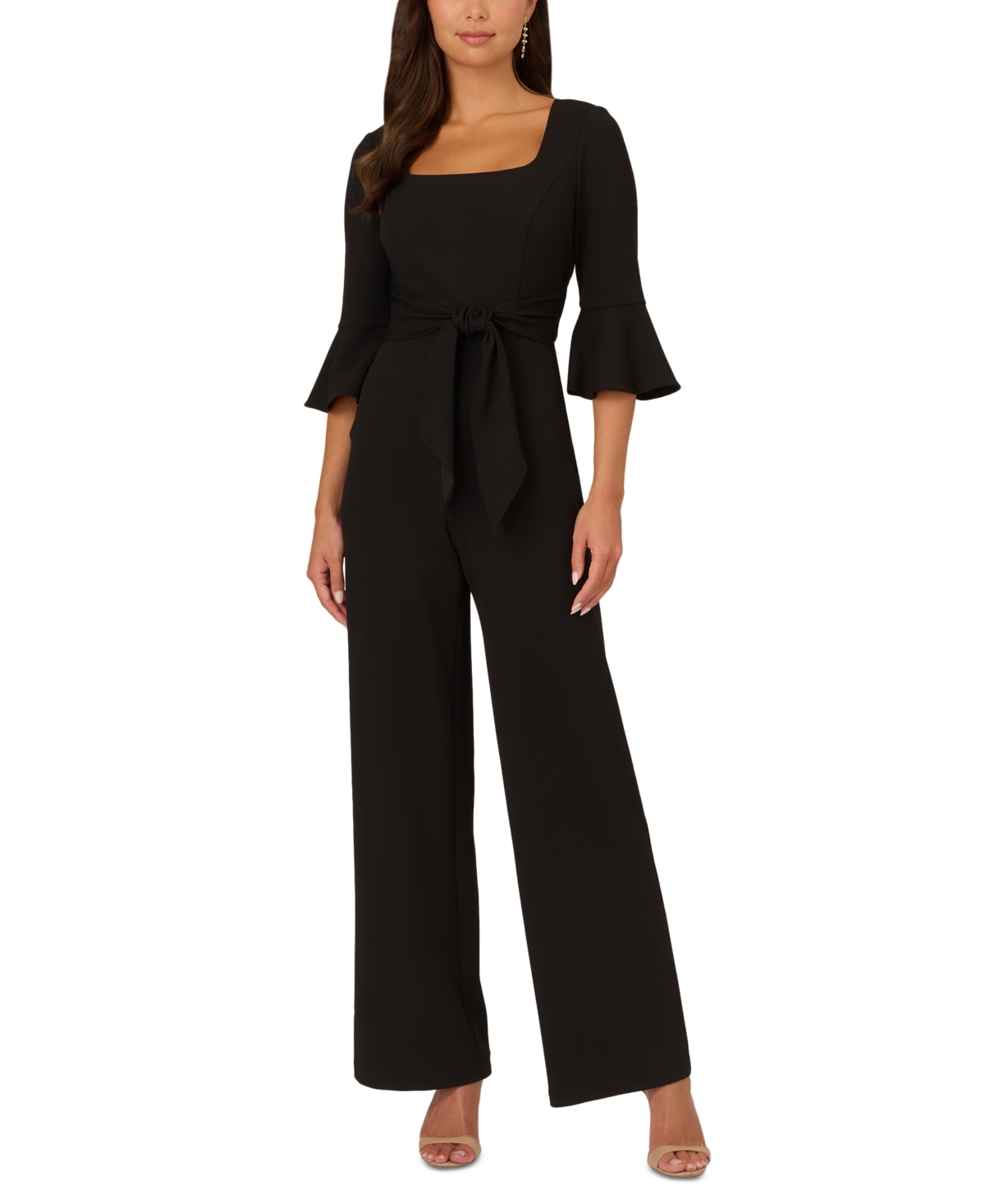 ADRIANNA PAPELL WOMEN'S TIE-FRONT BELL-SLEEVE JUMPSUIT 