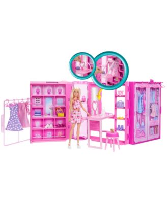 Dream Closet Toy Playset with Fashion Doll, Clothes, Accessories, 3-ft-Wide with 25+ Pieces