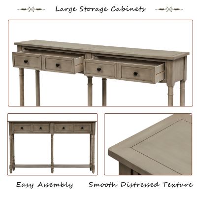 Simplie Fun Console Table Sofa Table Easy Assembly With Two Storage Drawers And Bottom Shelf