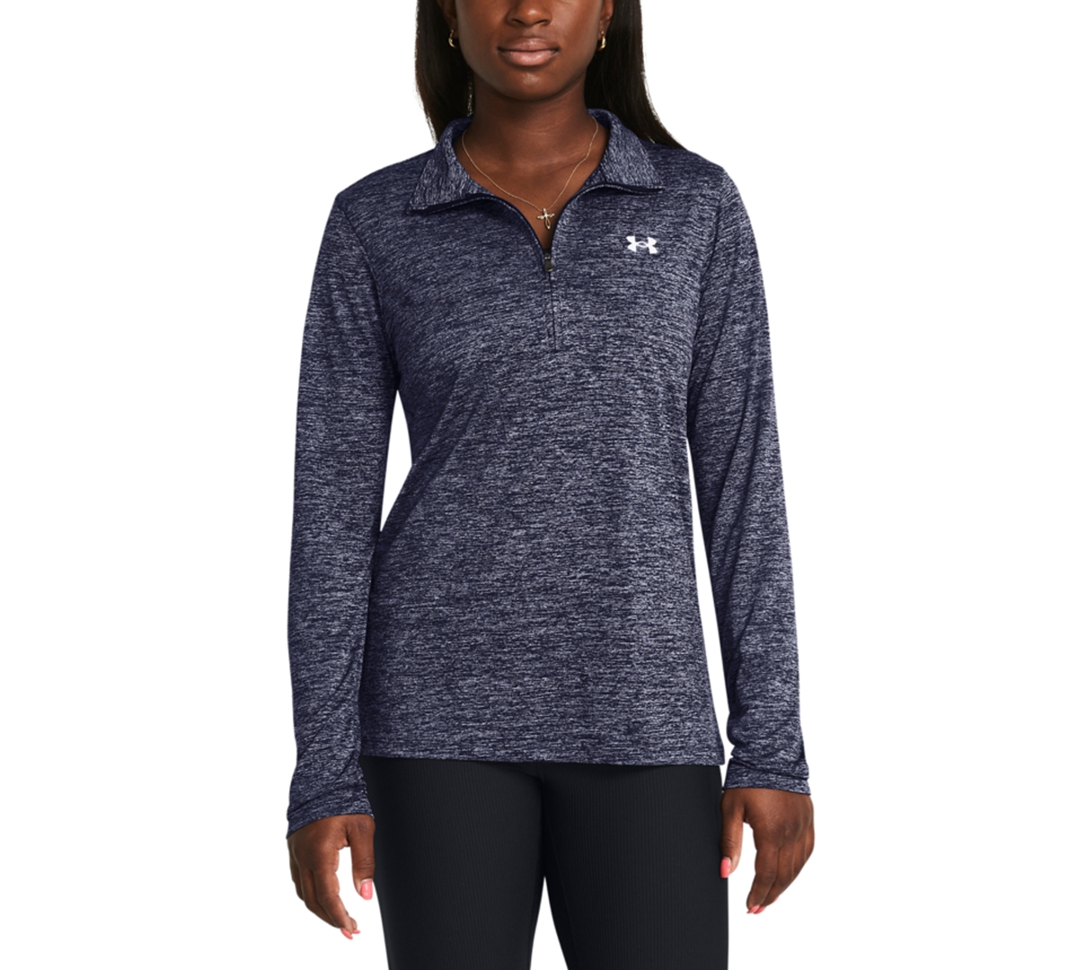 Under Armour Women's Twist Tech Quarter-zip Logo Top In Navy