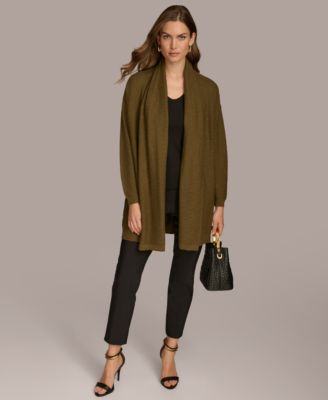 Donna Karan New York Women's Micro-Sequin Scarf Neck Cardigan - Macy's