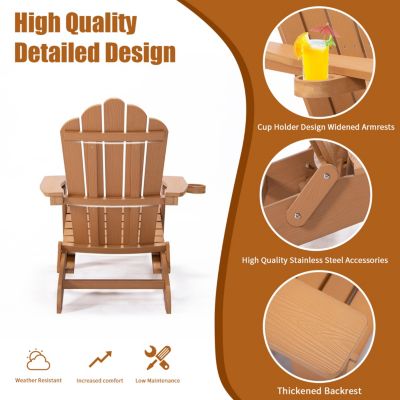 Streamdale Folding Adirondack Chair with Ottoman and Cupholder