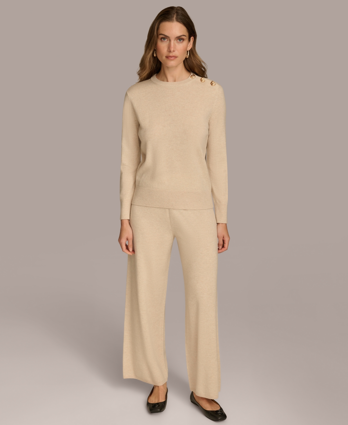 Donna Karan New York Women's Cashmere-Blend Wide-Leg Pants