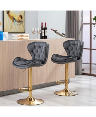 Adjustable Swivel Bar Stools with Chrome Base (Set of 2)