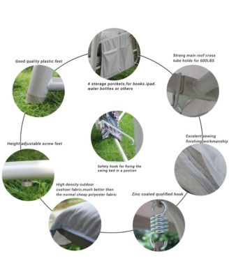 Streamdale 3-in-1 Outdoor Swing Chair Bed with Canopy and Cushion