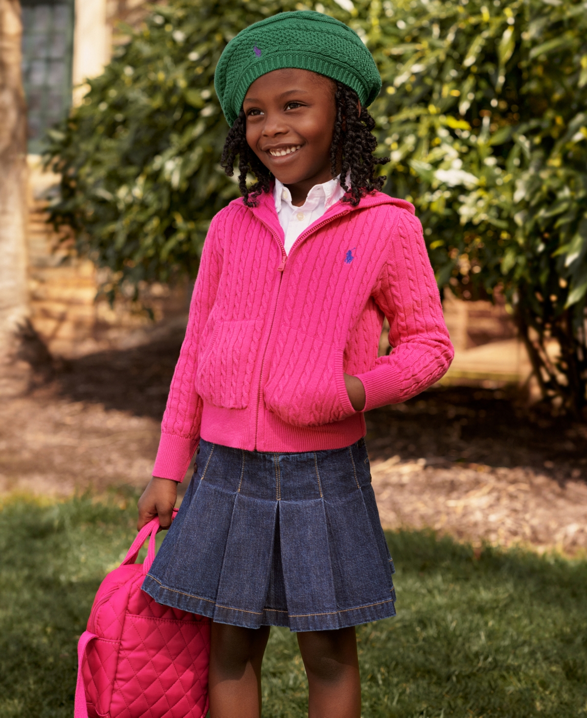 Polo Ralph Lauren Toddler & Little Girls Mini-Cable Cotton Full-Zip Hoodie - CLASSIC AZURE