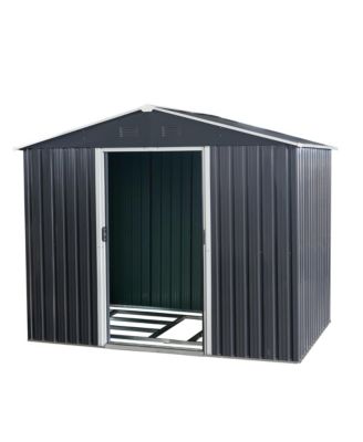 8FT x 6FT Outdoor Metal Storage Shed with Floor Base, Black